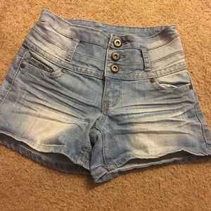 High waisted denim shorts